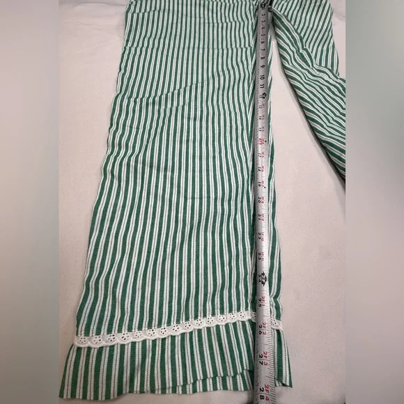 Rachel Ashwell Green Striped Cotton Pajama Set with Lace Trim -Women's Sleepwear - Picture 13 of 16